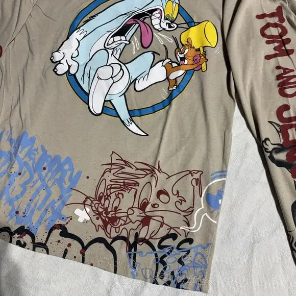 Tom & Jerry Grafitti All Over Graphic Long Sleeve T-Shirt Unisex Size Small - Picture 6 of 11
